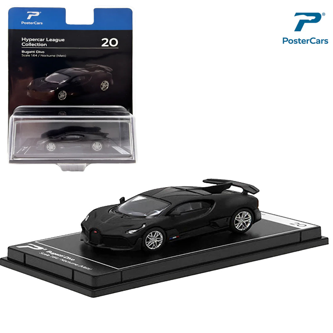 PosterCars Hypercar League – Bugatti Divo (Nocturne Matt, 1:64 Scale) – Hypercar League #20