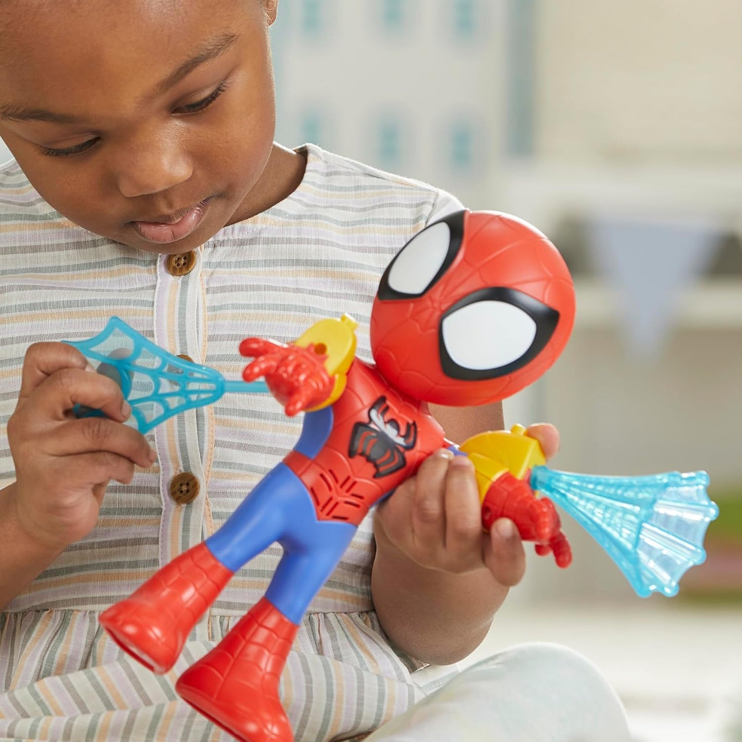 Marvel Spidey and His Amazing Friends Electronic Suit Up Spidey, 10-Inch Action Figure with Lights and Sounds