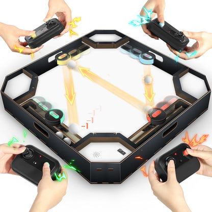 Battle Pinball Machine for 2–4 Players – Remote-Controlled Multiplayer Arcade Table Game with Automatic Scoring, Wooden Arena, Lights & Sound Effects
