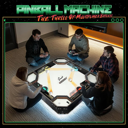 Battle Pinball Machine for 2–4 Players – Remote-Controlled Multiplayer Arcade Table Game with Automatic Scoring, Wooden Arena, Lights & Sound Effects