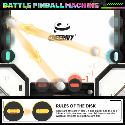 Battle Pinball Machine for 2–4 Players – Remote-Controlled Multiplayer Arcade Table Game with Automatic Scoring, Wooden Arena, Lights & Sound Effects