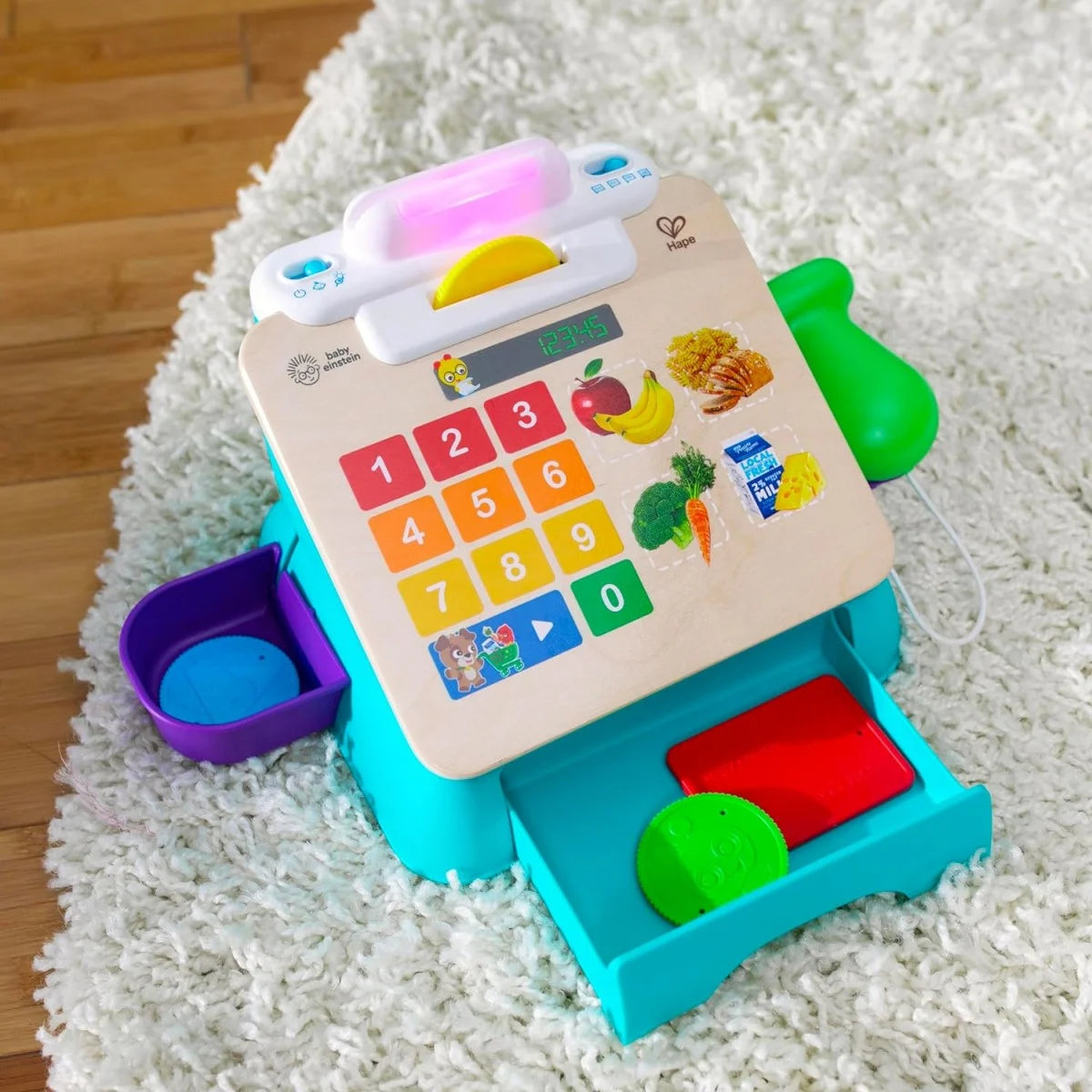 Hape Baby Einstein Magic Touch Wooden Cash Register Toy with Lights, Sounds & Pretend Play Learning for Kids