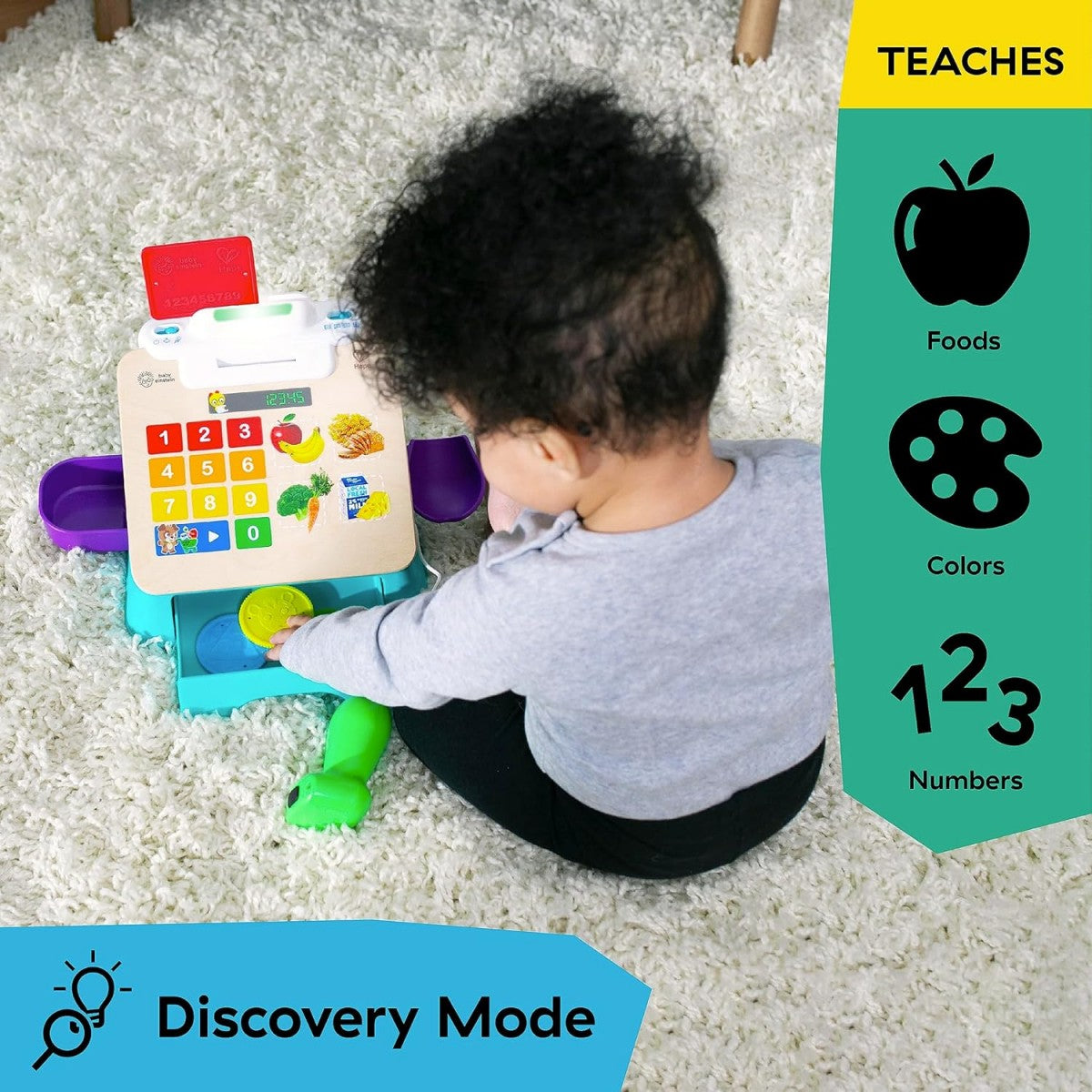 Hape Baby Einstein Magic Touch Wooden Cash Register Toy with Lights, Sounds & Pretend Play Learning for Kids
