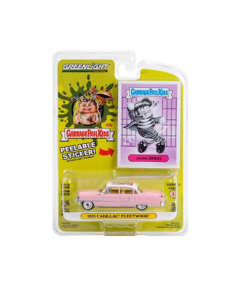 Greenlight Garbage Pail Kids – 1955 Cadillac Fleetwood with Hound Doug Peelable Sticker (1:64 Scale Die-Cast)
