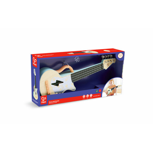 Hape Rock & Roll Ukulele Wooden Musical Instrument Toy for Kids with Realistic Design & Learning Guide