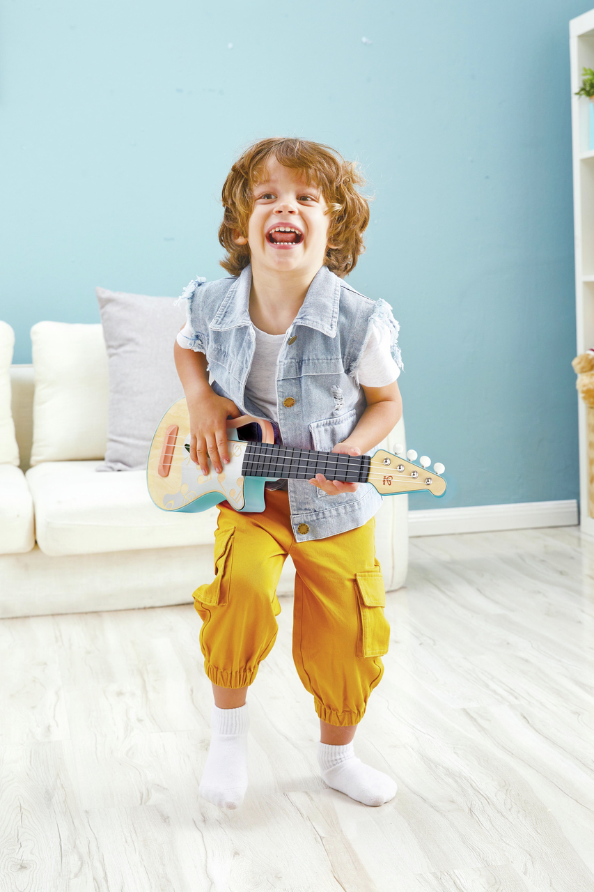 Hape Rock & Roll Ukulele Wooden Musical Instrument Toy for Kids with Realistic Design & Learning Guide