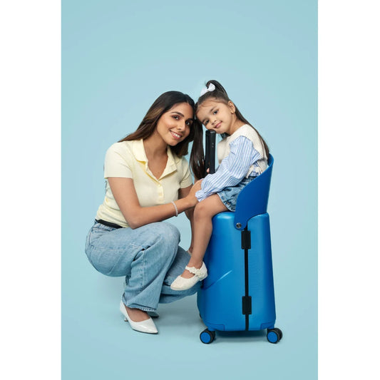 MIAMILY COBALT BLUE RIDE-ON TROLLEY CARRY-ON LUGGAGE 18 INCHES