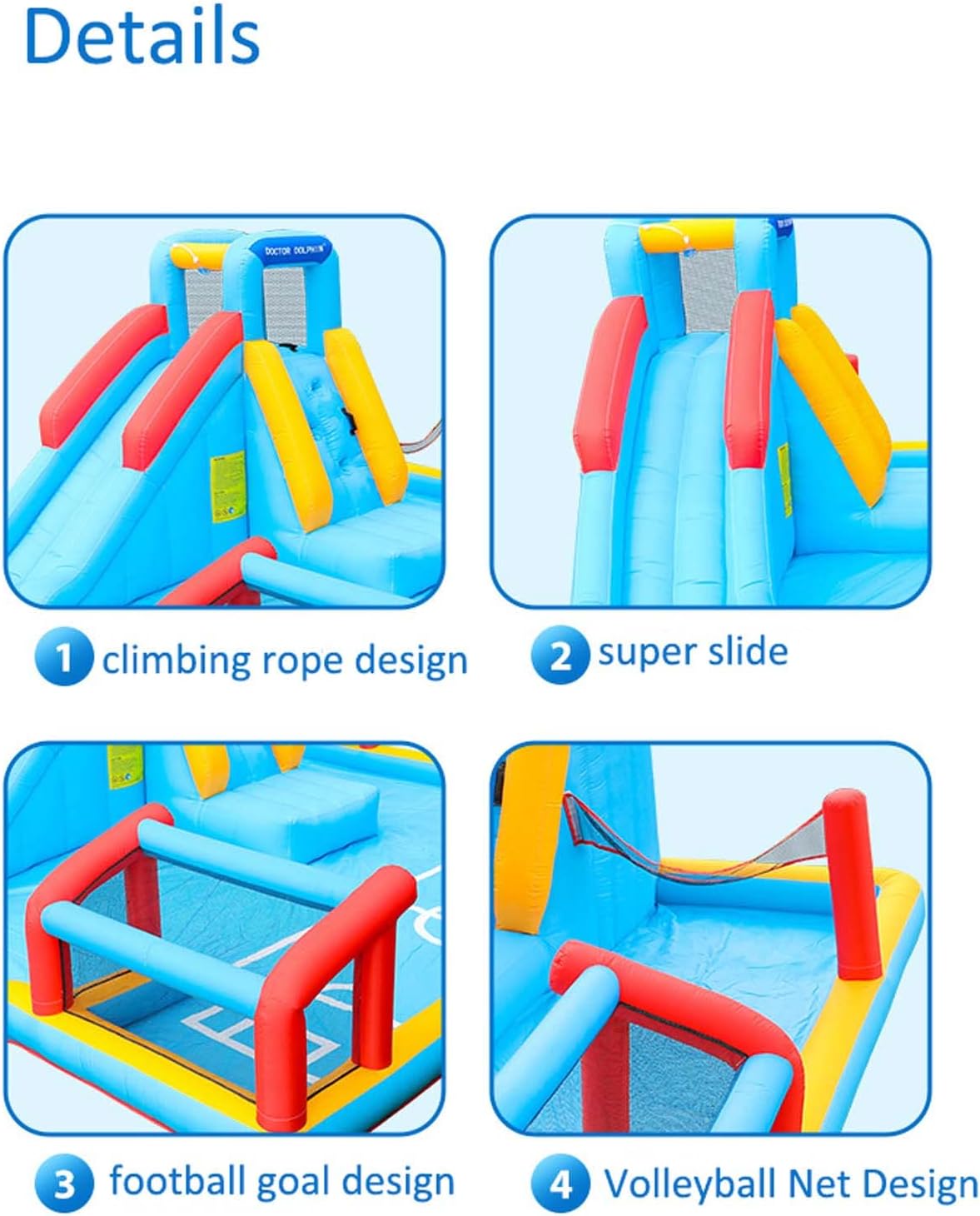Giant Kids Inflatable Bouncy Water Park – Water Slide, Football & Volleyball Splash Pool, Ball Play Area & Climbing Wall (575×390×210cm)