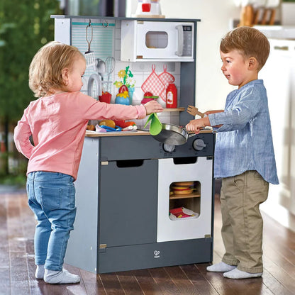 Hape Wooden Play Kitchen with Lights, Sound Effects, Oven, Sink & Cooking Accessories for Kids