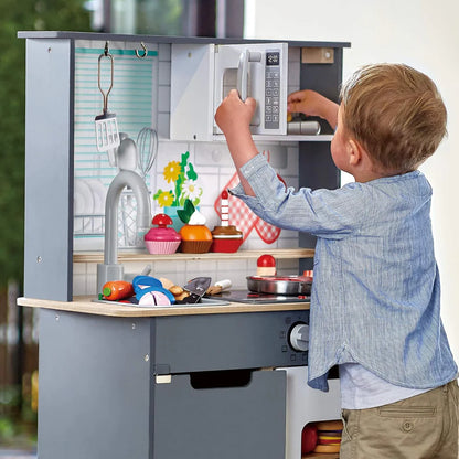 Hape Wooden Play Kitchen with Lights, Sound Effects, Oven, Sink & Cooking Accessories for Kids