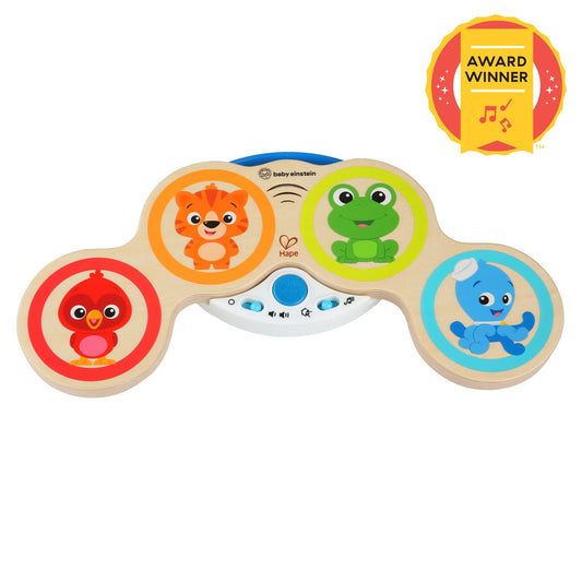 Hape Baby Einstein Magic Touch Drum Wooden Musical Toy with Animal Sounds & Lights for Toddlers