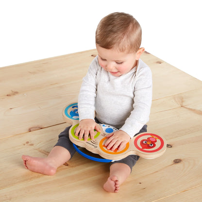 Hape Baby Einstein Magic Touch Drum Wooden Musical Toy with Animal Sounds & Lights for Toddlers