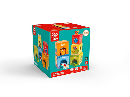 Hape Friendship Tower Educational Stacking Blocks with Animal Shapes Learning Toy for Toddlers