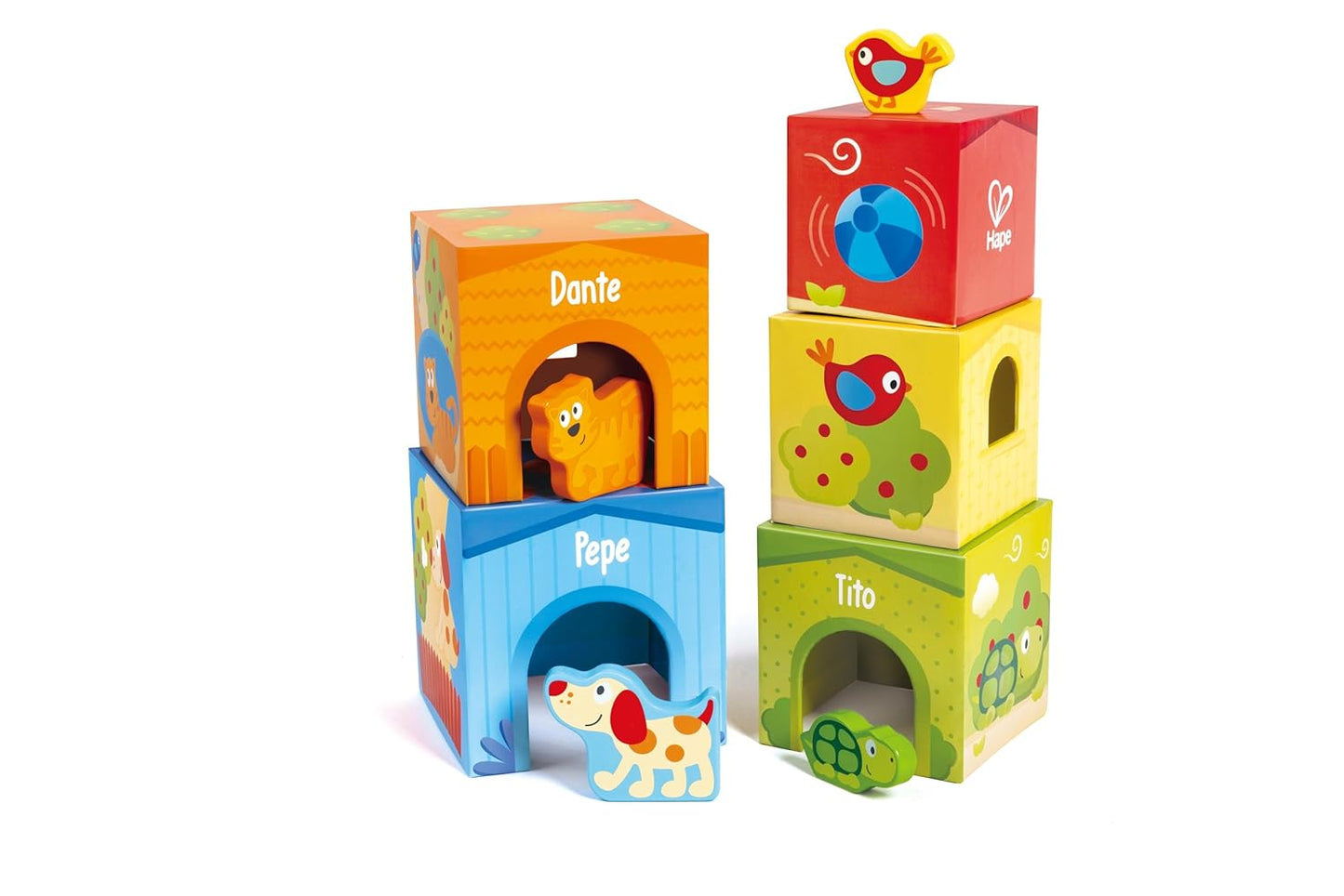 Hape Friendship Tower Educational Stacking Blocks with Animal Shapes Learning Toy for Toddlers