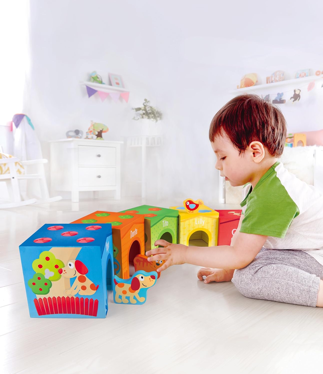 Hape Friendship Tower Educational Stacking Blocks with Animal Shapes Learning Toy for Toddlers