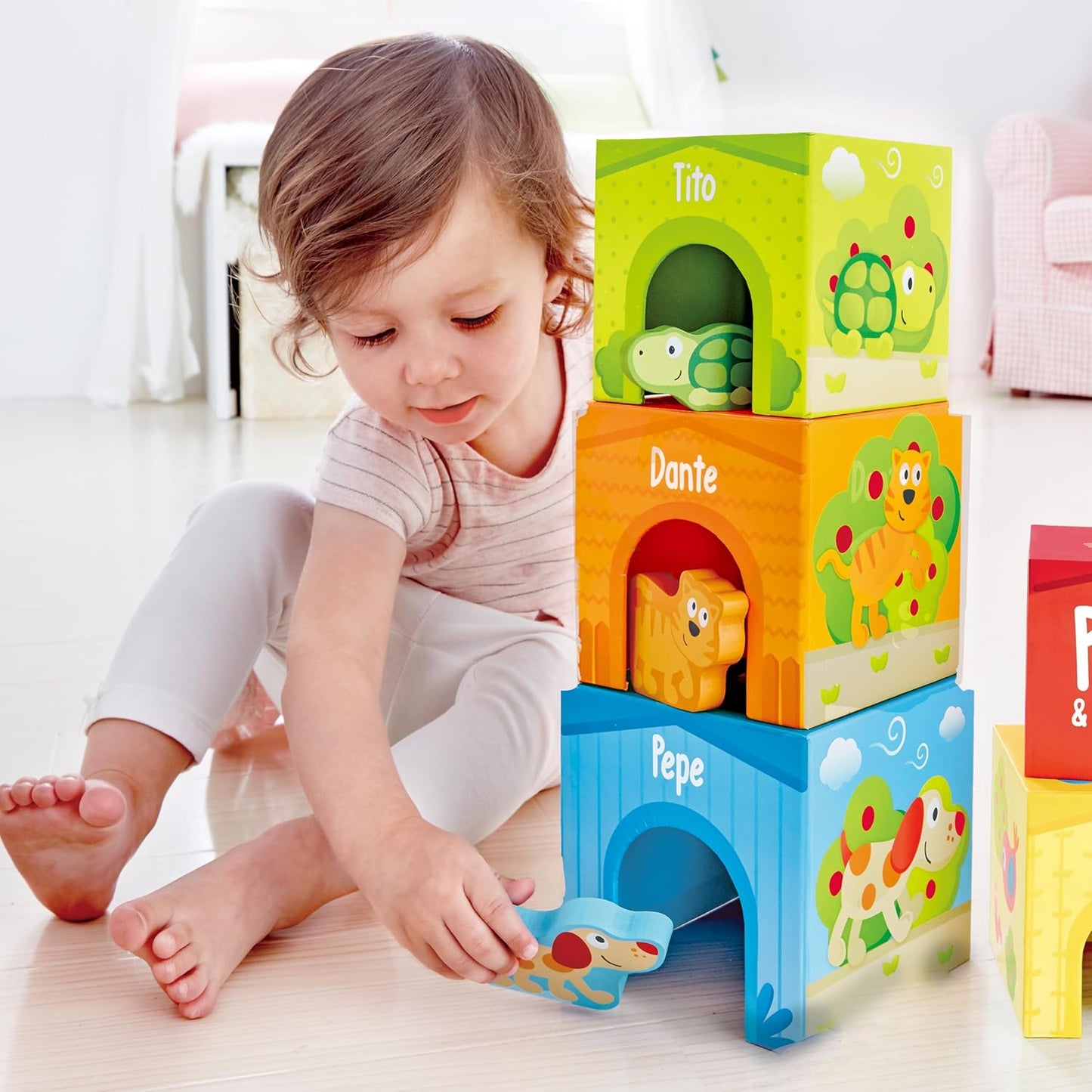 Hape Friendship Tower Educational Stacking Blocks with Animal Shapes Learning Toy for Toddlers