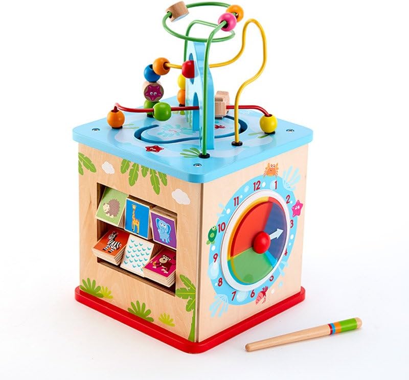 Hape Nature Exploration Play Cube Wooden Activity Toy with Bead Maze & Shape Sorter for Toddlers