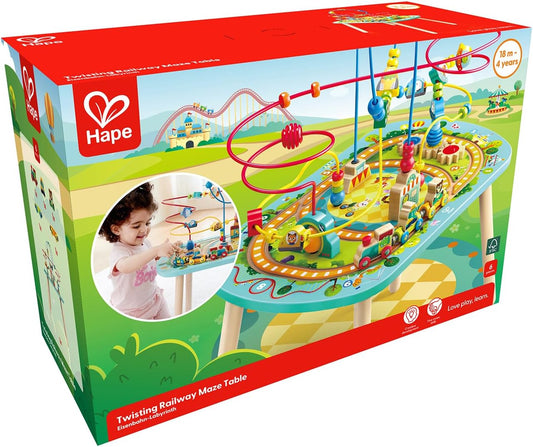 Hape Wooden Activity Table with Twisting Railway Maze, Bead Circuits & Toddler Learning Playset