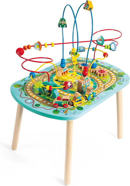 Hape Wooden Activity Table with Twisting Railway Maze, Bead Circuits & Toddler Learning Playset
