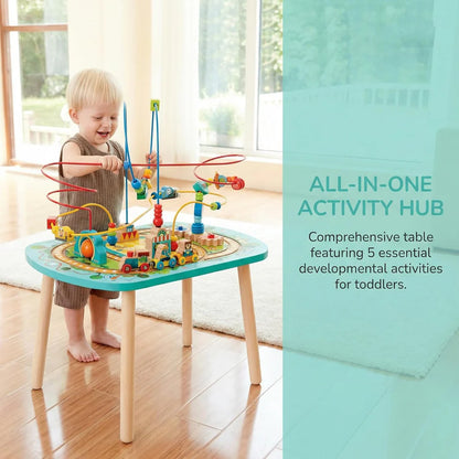 Hape Wooden Activity Table with Twisting Railway Maze, Bead Circuits & Toddler Learning Playset