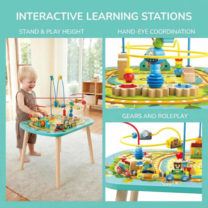 Hape Wooden Activity Table with Twisting Railway Maze, Bead Circuits & Toddler Learning Playset