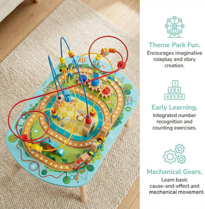 Hape Wooden Activity Table with Twisting Railway Maze, Bead Circuits & Toddler Learning Playset