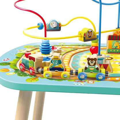 Hape Wooden Activity Table with Twisting Railway Maze, Bead Circuits & Toddler Learning Playset