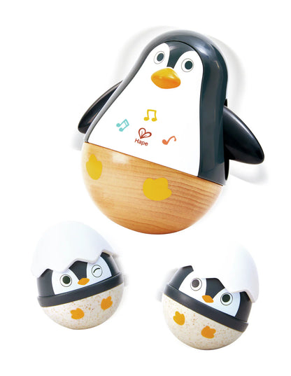 Hape Penguin Family Wobble Toy Set with Music, Sensory Stimulation & Fine Motor Skill Development