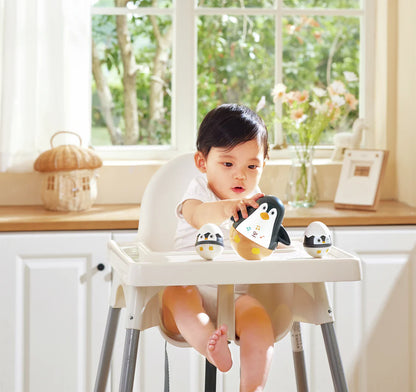 Hape Penguin Family Wobble Toy Set with Music, Sensory Stimulation & Fine Motor Skill Development