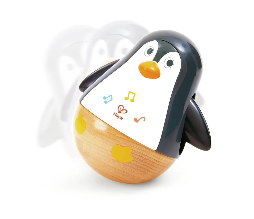 Hape Penguin Family Wobble Toy Set with Music, Sensory Stimulation & Fine Motor Skill Development