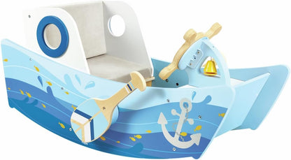 Hape Captain’s Rocking Boat Wooden Ride-On Toy with Steering Wheel, Bell & Interactive Play for Toddlers