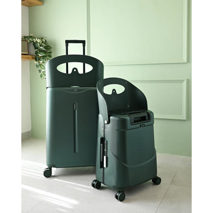 MIAMILY FOREST GREEN RIDE-ON TROLLEY CARRY-ON LUGGAGE 18 INCHES