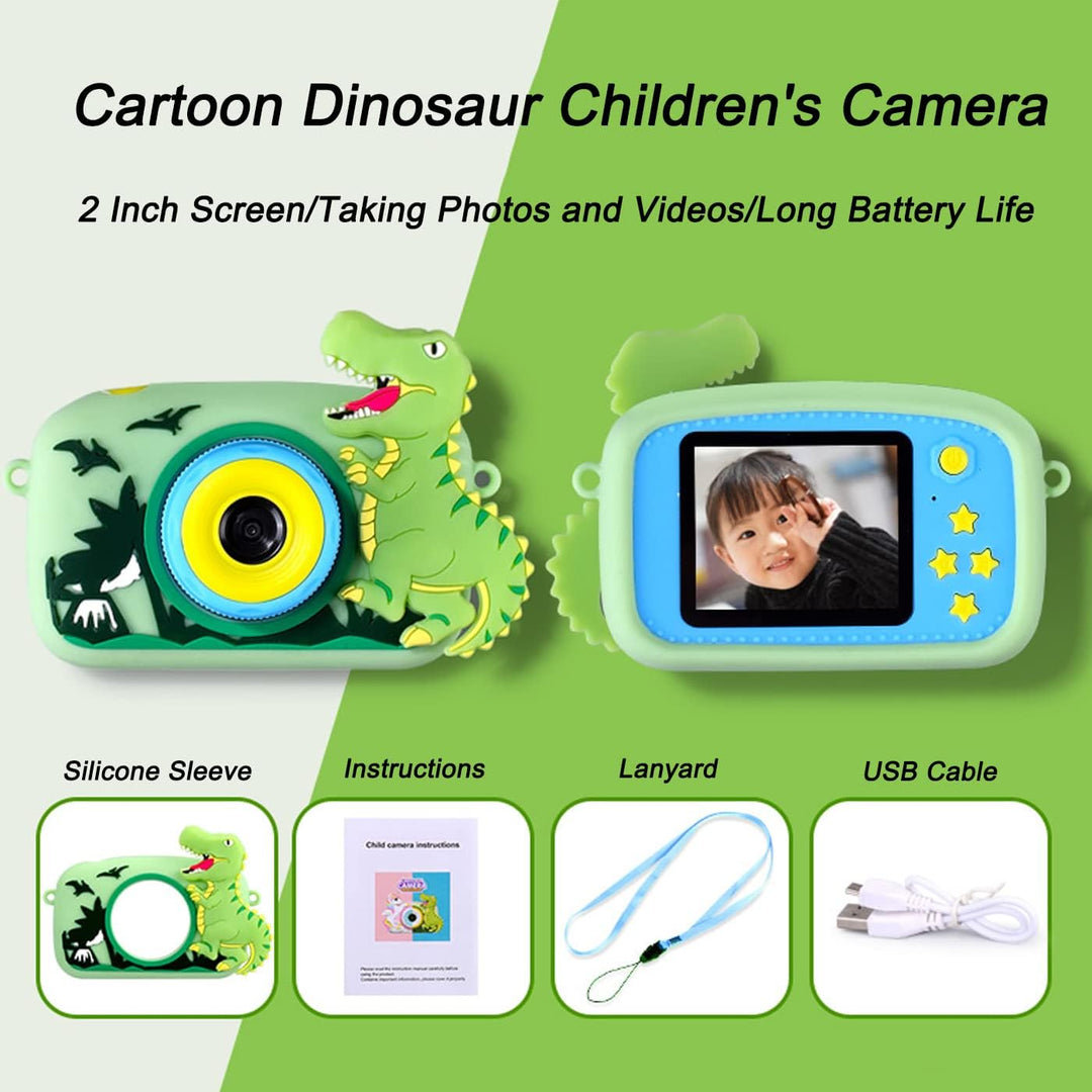 Toys Uncle Digital Video Camera for Kids with Protective Silicone Cover with inbuilt Games (Dinosaur 2)