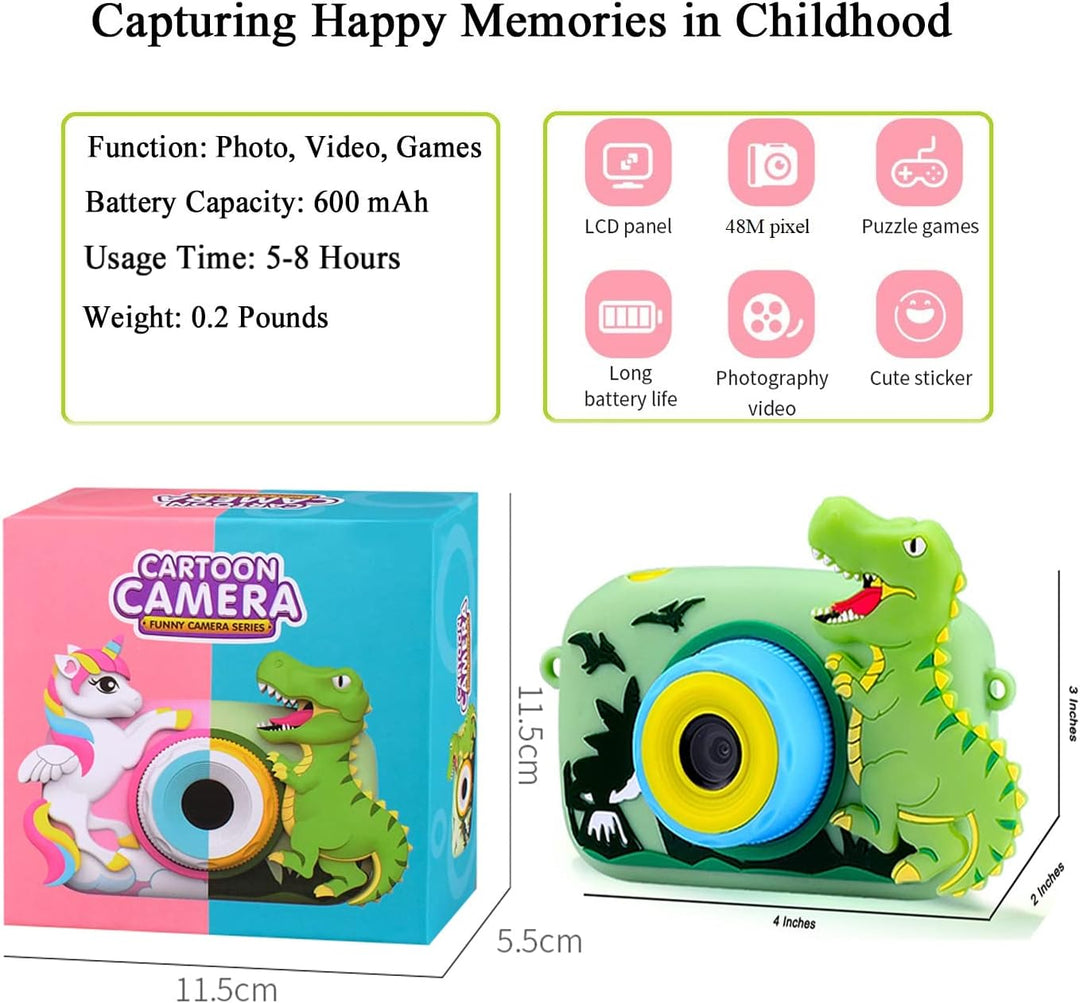 Toys Uncle Digital Video Camera for Kids with Protective Silicone Cover with inbuilt Games (Dinosaur 2)