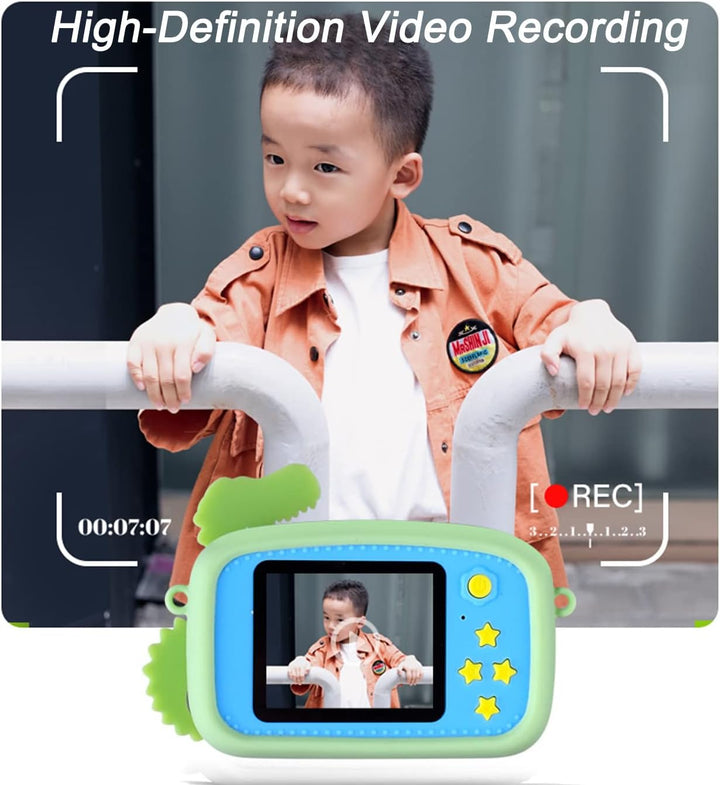 Toys Uncle Digital Video Camera for Kids with Protective Silicone Cover with inbuilt Games (Dinosaur 2)