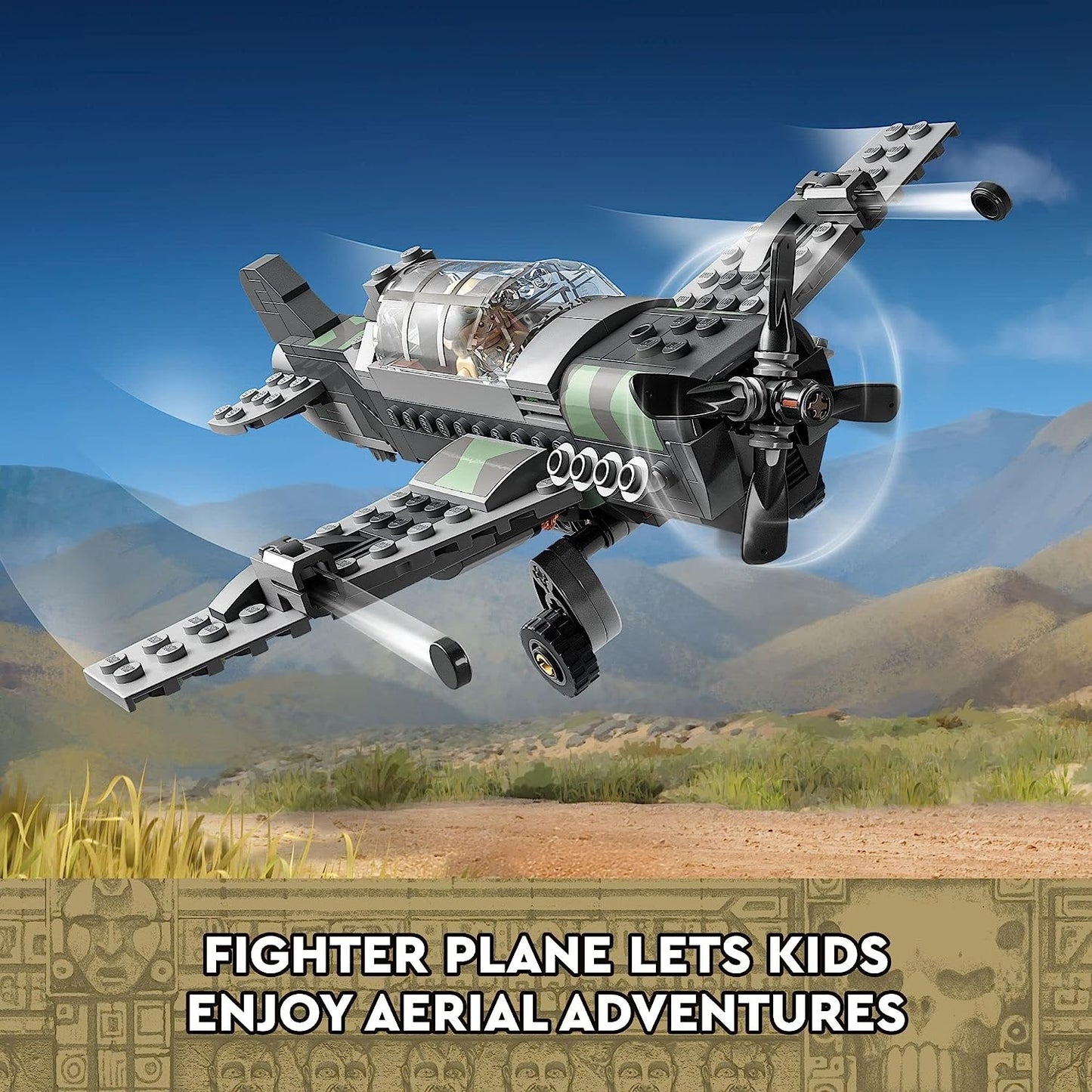 LEGO Indiana Jones and the Last Crusade Fighter Plane Chase 77012 Building Set, Featuring a Buildable Car and Airplane Toy, 3 Minifigures Including Indiana Jones, Birthday Gift for Kids 8-12 Years Old