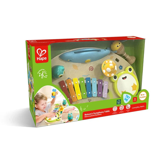Hape Nature’s Symphony Musical Activity Table with Xylophone, Drum, Lights & Interactive Learning Toys for Kids