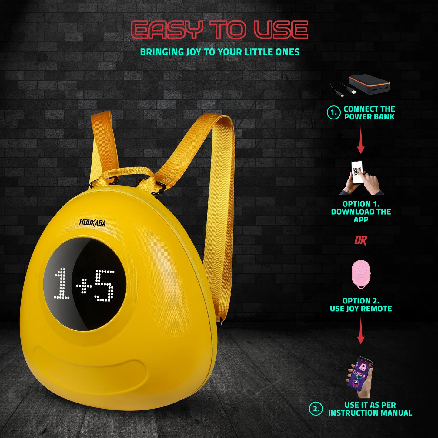 GLOWBUDDY KIDS LED BACKPACK , | Smart Pixel Display Bag | App Controlled, USB charge, Programmable Screen & Water Resistant
