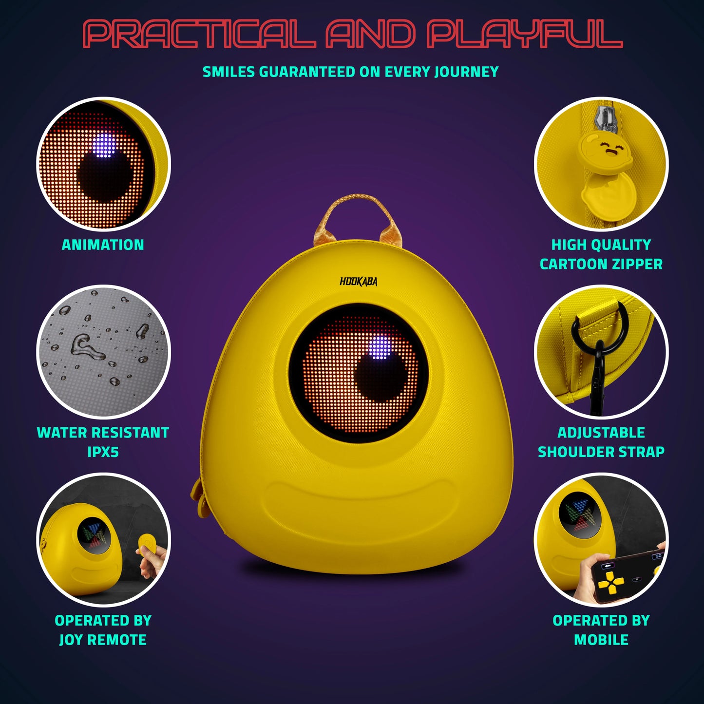 GLOWBUDDY KIDS LED BACKPACK , | Smart Pixel Display Bag | App Controlled, USB charge, Programmable Screen & Water Resistant