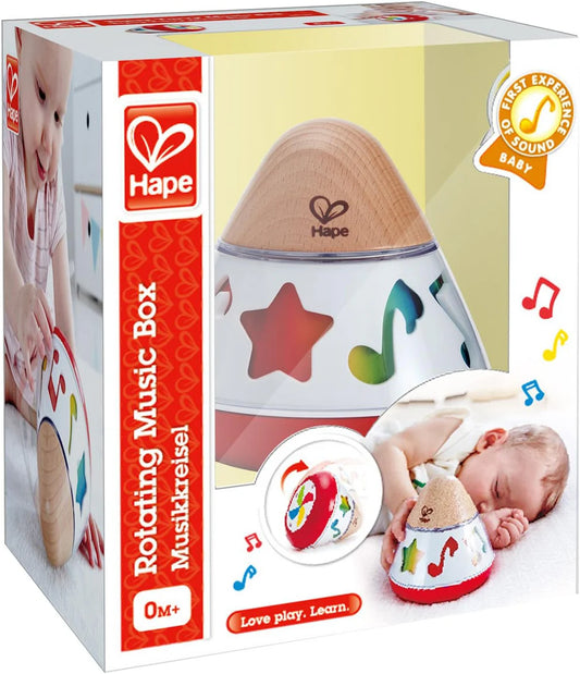 Hape Baby Musical Rotating Toy with Gentle Sound, Light Glow & Rolling Action – Early Learning Sensory Toy for Infants