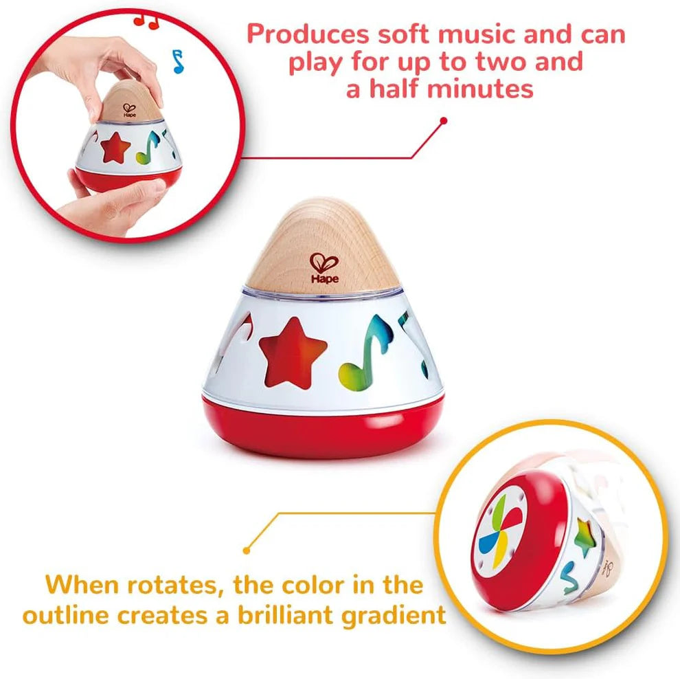 Hape Baby Musical Rotating Toy with Gentle Sound, Light Glow & Rolling Action – Early Learning Sensory Toy for Infants