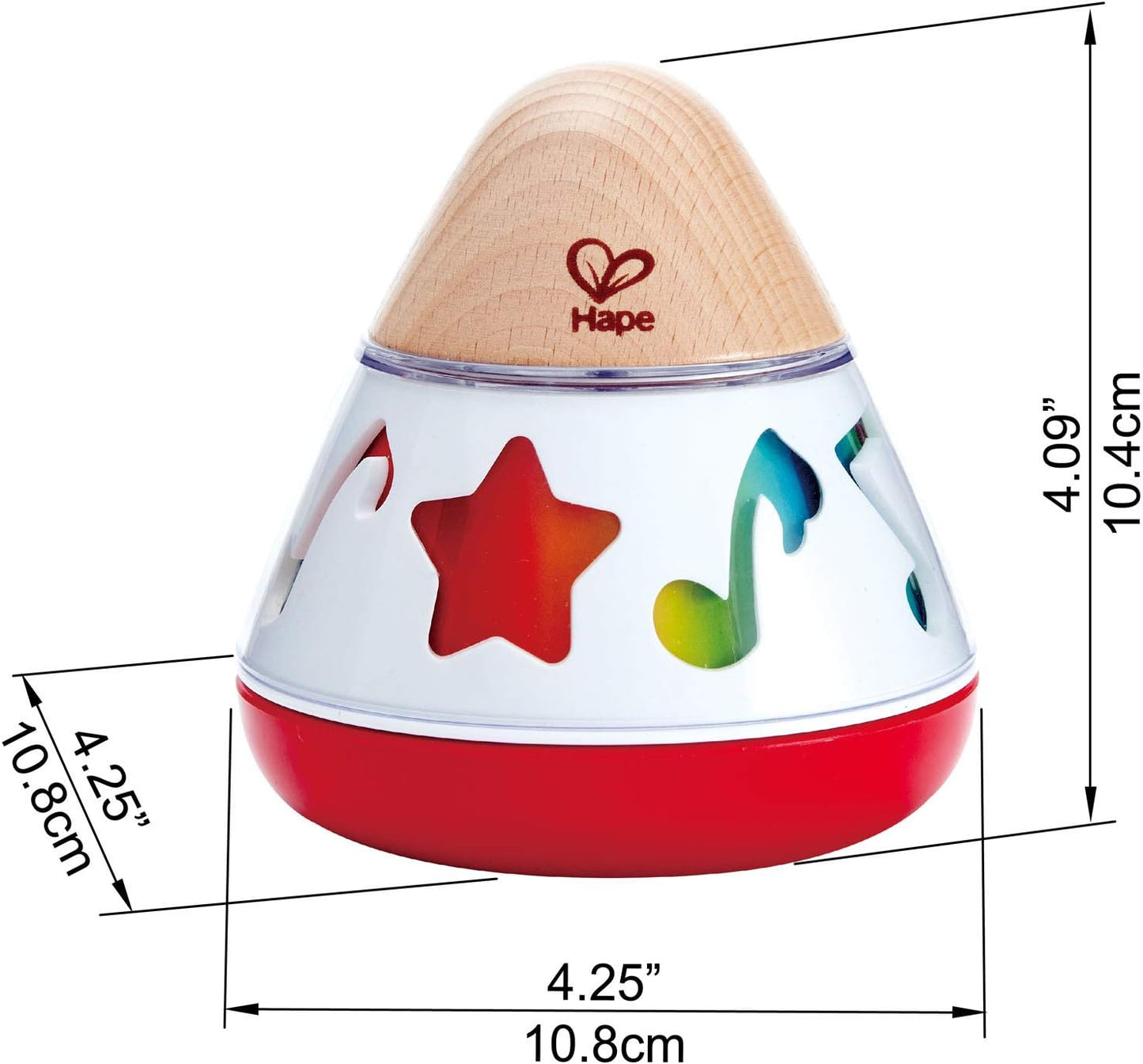 Hape Baby Musical Rotating Toy with Gentle Sound, Light Glow & Rolling Action – Early Learning Sensory Toy for Infants