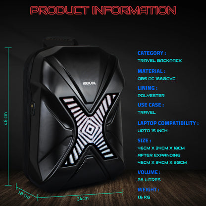 Hookaba XROSS RAGE BACKPACK , | Smart Pixel Display Bag | App Controlled, USB charge, Programmable Screen & Water Resistant