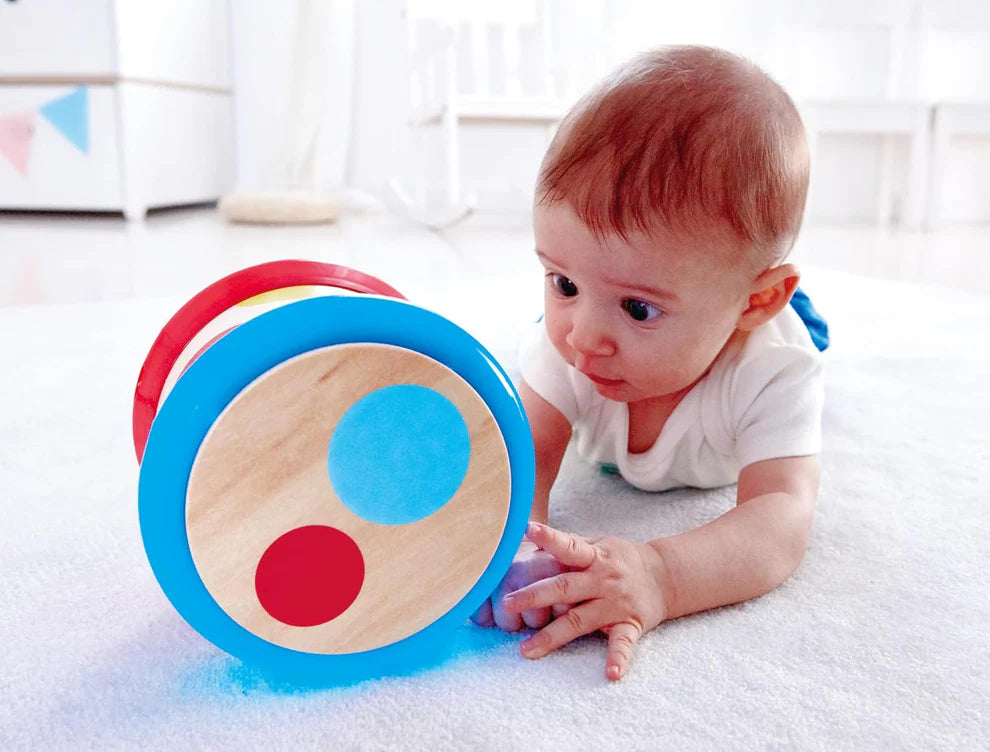 Hape Baby Musical Drum Toy with Lights & Sound, Rolling Motion Play, Sensory Development Toy for Infants & Toddlers