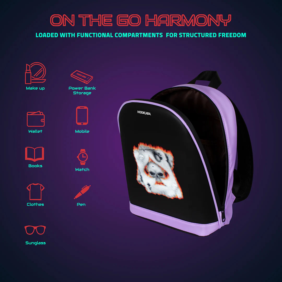 Hookaba BOLD BLING BAG, | Smart Pixel Display Bag | App Controlled, USB charge, Programmable Screen & Water Resistant