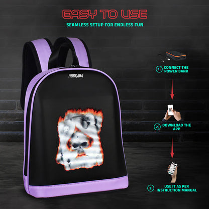 Hookaba BOLD BLING BAG, | Smart Pixel Display Bag | App Controlled, USB charge, Programmable Screen & Water Resistant