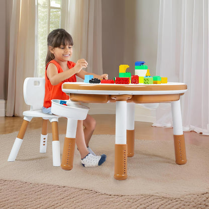 Blocks Activity Table Chair Set | Learning Drawing Dining Multipurpose Table Chair with Storage Box | Building Blocks Compatible | Sand and Water Container | Play Table Toys for 2+ Years Kids
