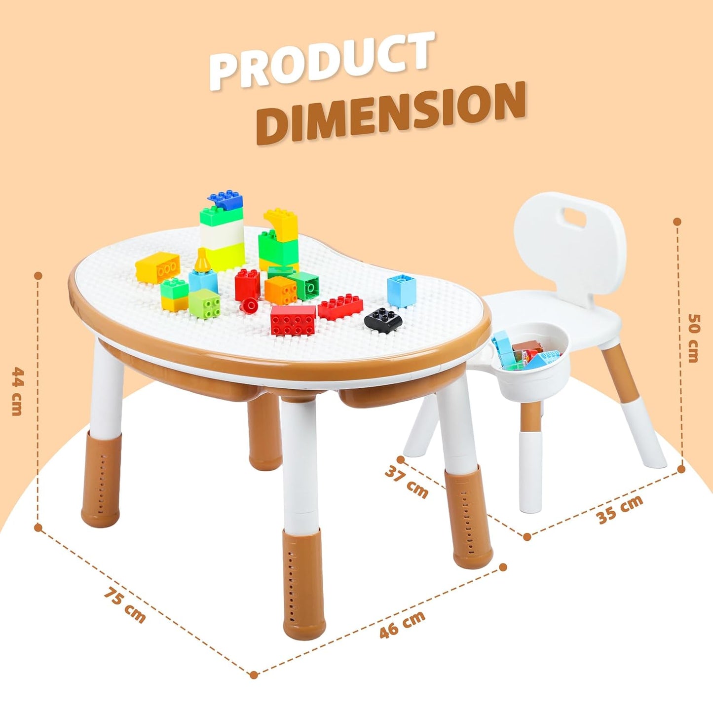 Blocks Activity Table Chair Set | Learning Drawing Dining Multipurpose Table Chair with Storage Box | Building Blocks Compatible | Sand and Water Container | Play Table Toys for 2+ Years Kids