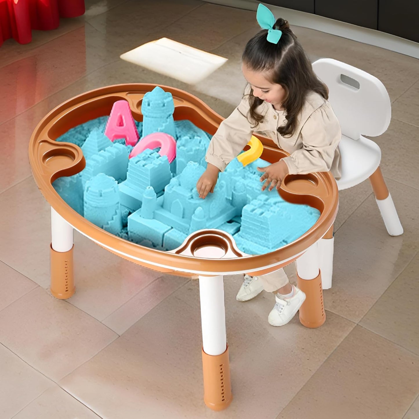 Blocks Activity Table Chair Set | Learning Drawing Dining Multipurpose Table Chair with Storage Box | Building Blocks Compatible | Sand and Water Container | Play Table Toys for 2+ Years Kids