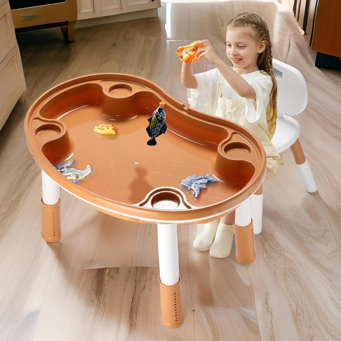 Blocks Activity Table Chair Set | Learning Drawing Dining Multipurpose Table Chair with Storage Box | Building Blocks Compatible | Sand and Water Container | Play Table Toys for 2+ Years Kids